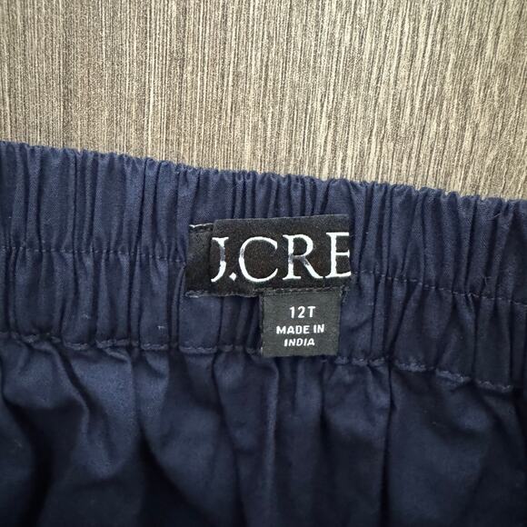 J.Crew Christina Midi Skirt 12T Blue Contrast Stitch Cotton Poplin Elastic Waist - Picture 3 of 6